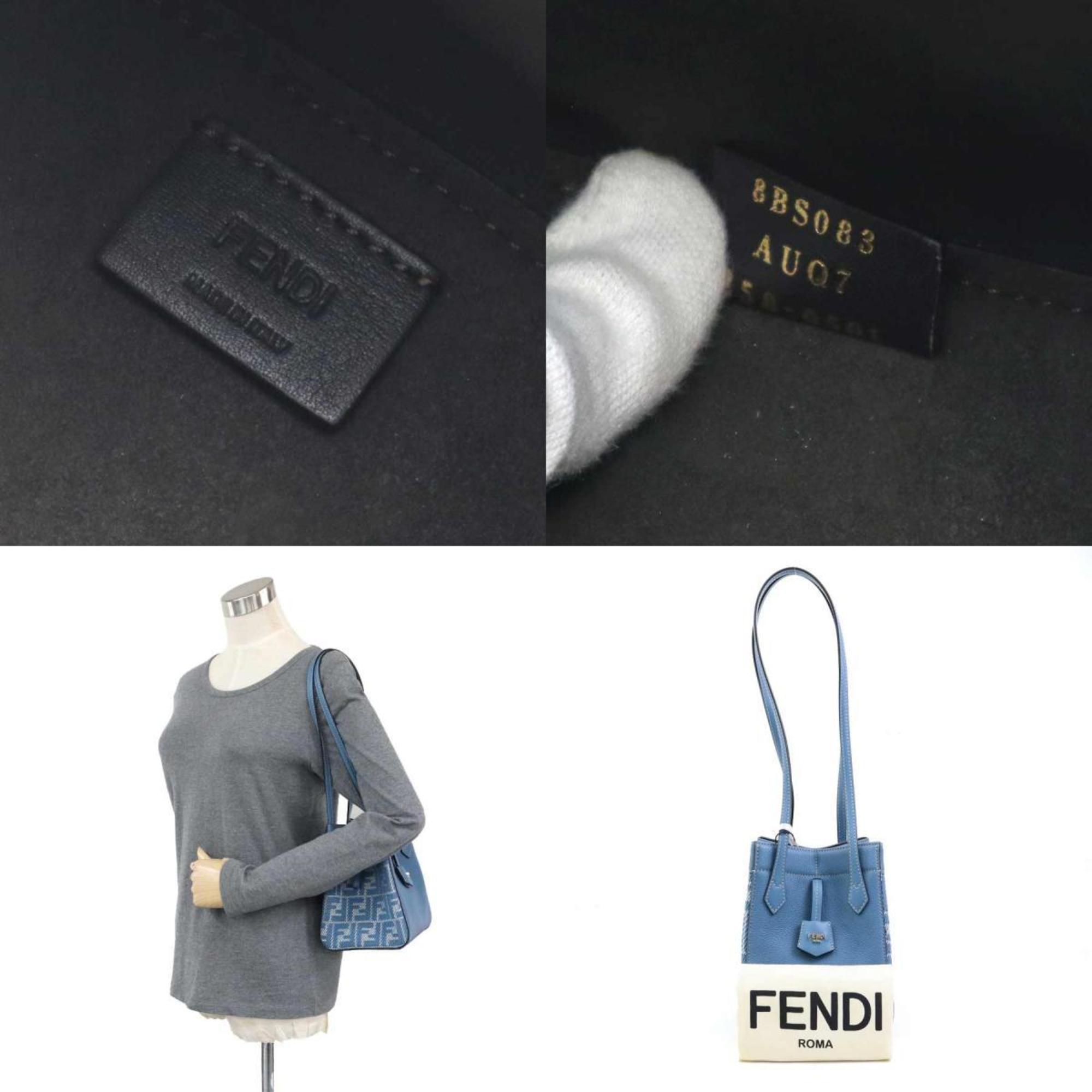 Fendi Zucca Origami Canvas/Leather Shoulder Bag, Blue, Women's, 8BS083 AUQ7 90220a