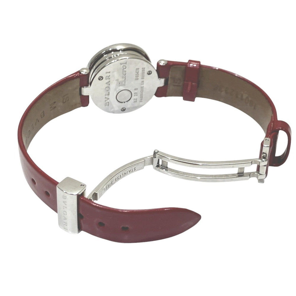 Bulgari Watch, Total Weight 26.8g, Stainless Steel, Genuine Leather Strap, Quartz Movement, Pink Mother-of-Pearl Dial, BZ22S — Good