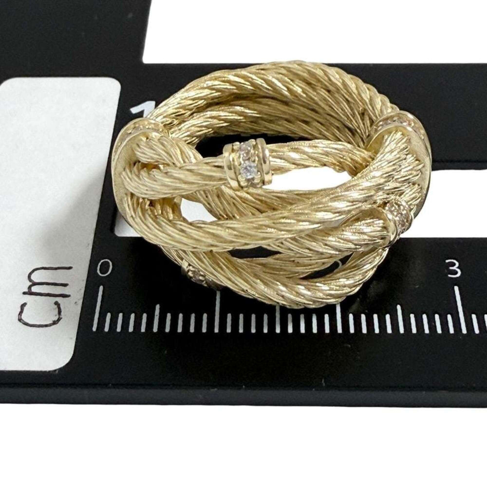 Bottega Veneta women's ring, sterling silver (925), gold color, size 12 — Like New