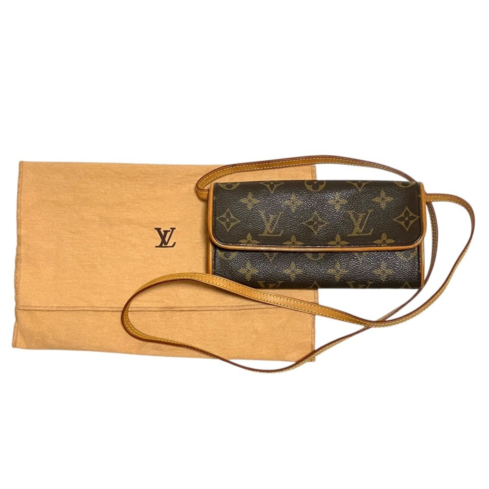 LOUIS VUITTON Louis Vuitton Pochette Twin PM Monogram Shoulder Bag M51854 Brown Women's — Like New