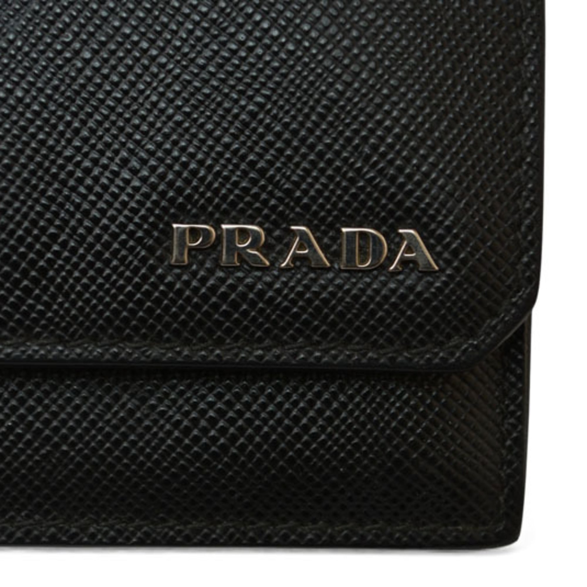 Prada card case, coin business holder, PRADA leather, NERO black