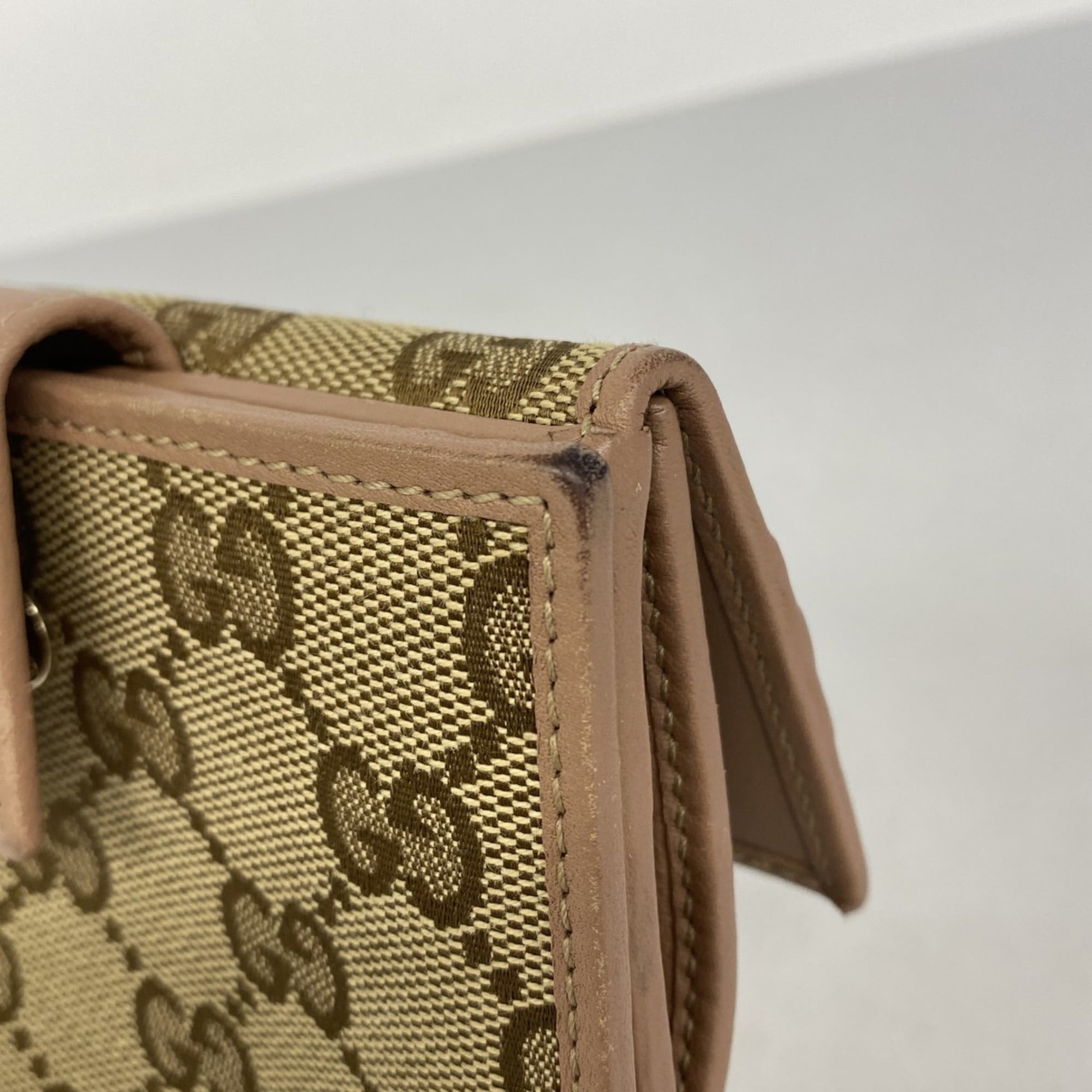 Gucci Interlocking G Canvas Wallet 256997, Beige, Brown, Pink Champagne, Women's