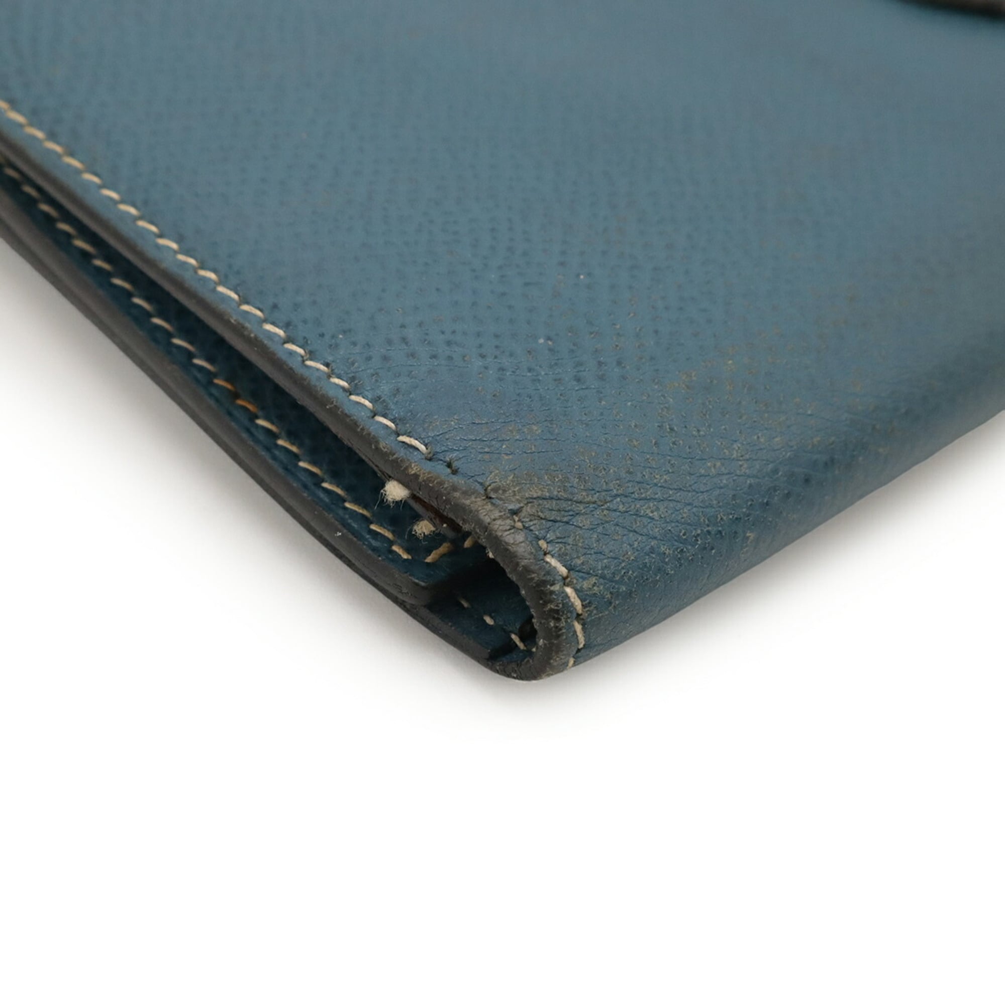 HERMES Bearn 2PLIS Dupre Tri-fold Long Wallet, Epsom Leather, Colvert Blue, G Stamp