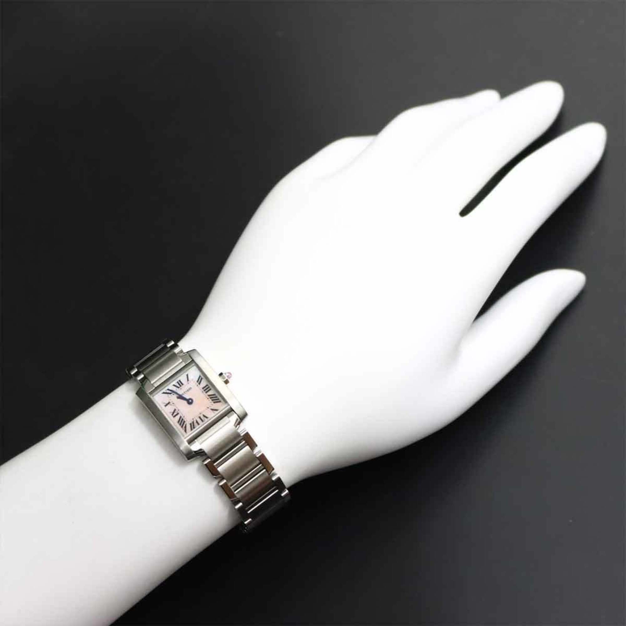 Cartier Tank Francaise SM W51028Q3 Women's Watch, Pink Shell, Quartz Watch — Like New