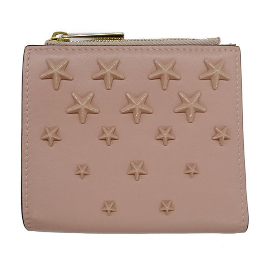 Jimmy Choo Women's Bifold Wallet in Calfskin Leather with Star Studs, Pink, Compact Design