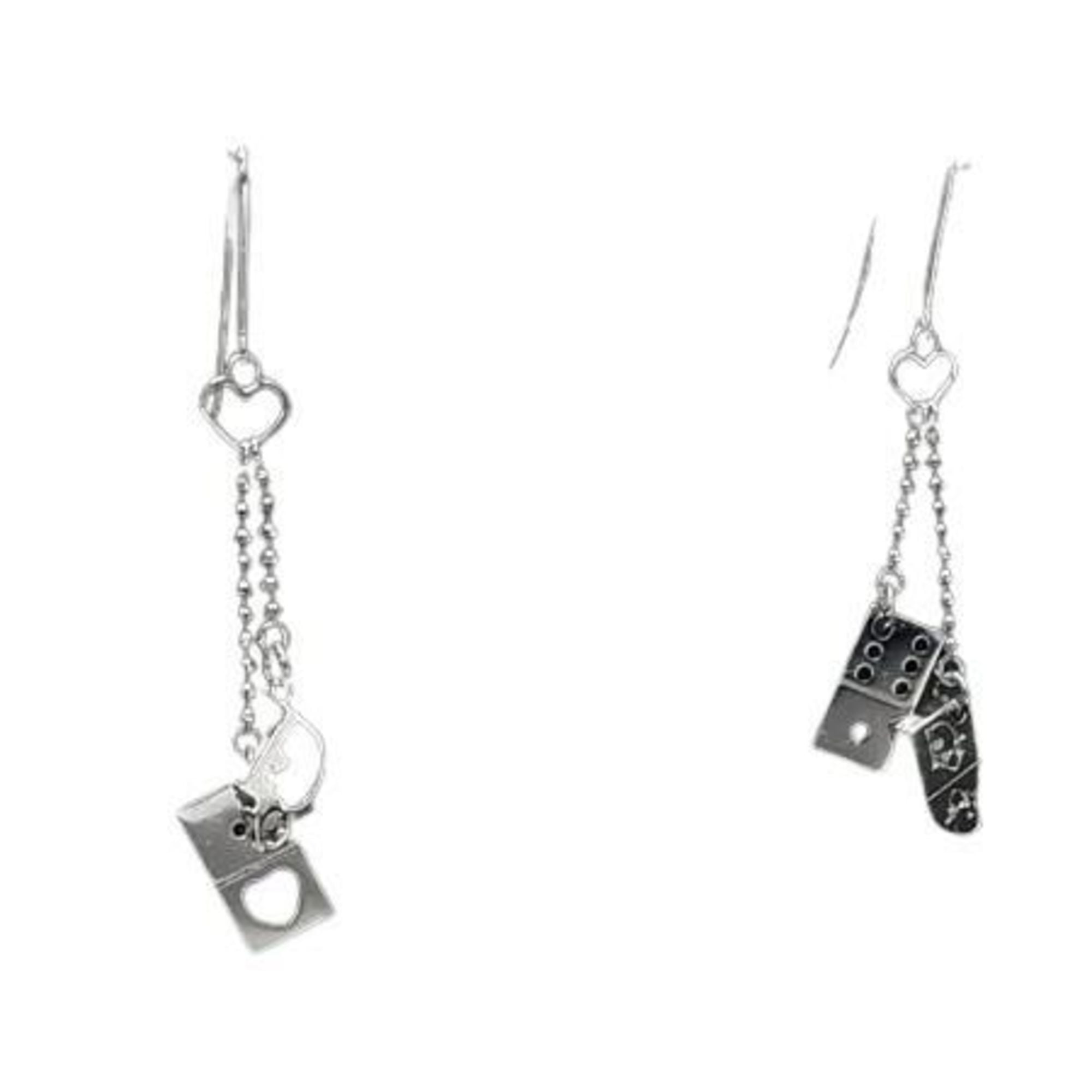 Christian Dior Silver Metal Dice Hook Earrings for Women