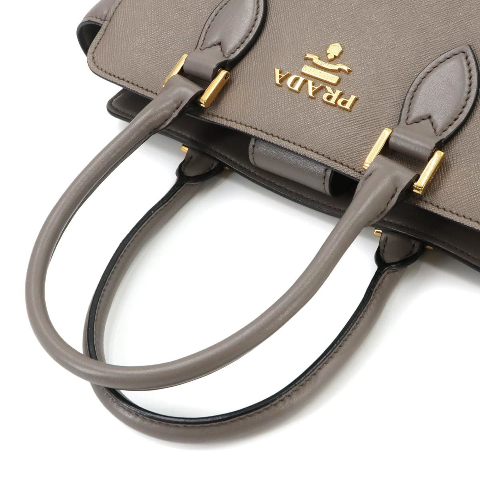 Prada Saffiano 2-way Hand/Shoulder Handbag, Leather, Gray, 1BA113 — Like New