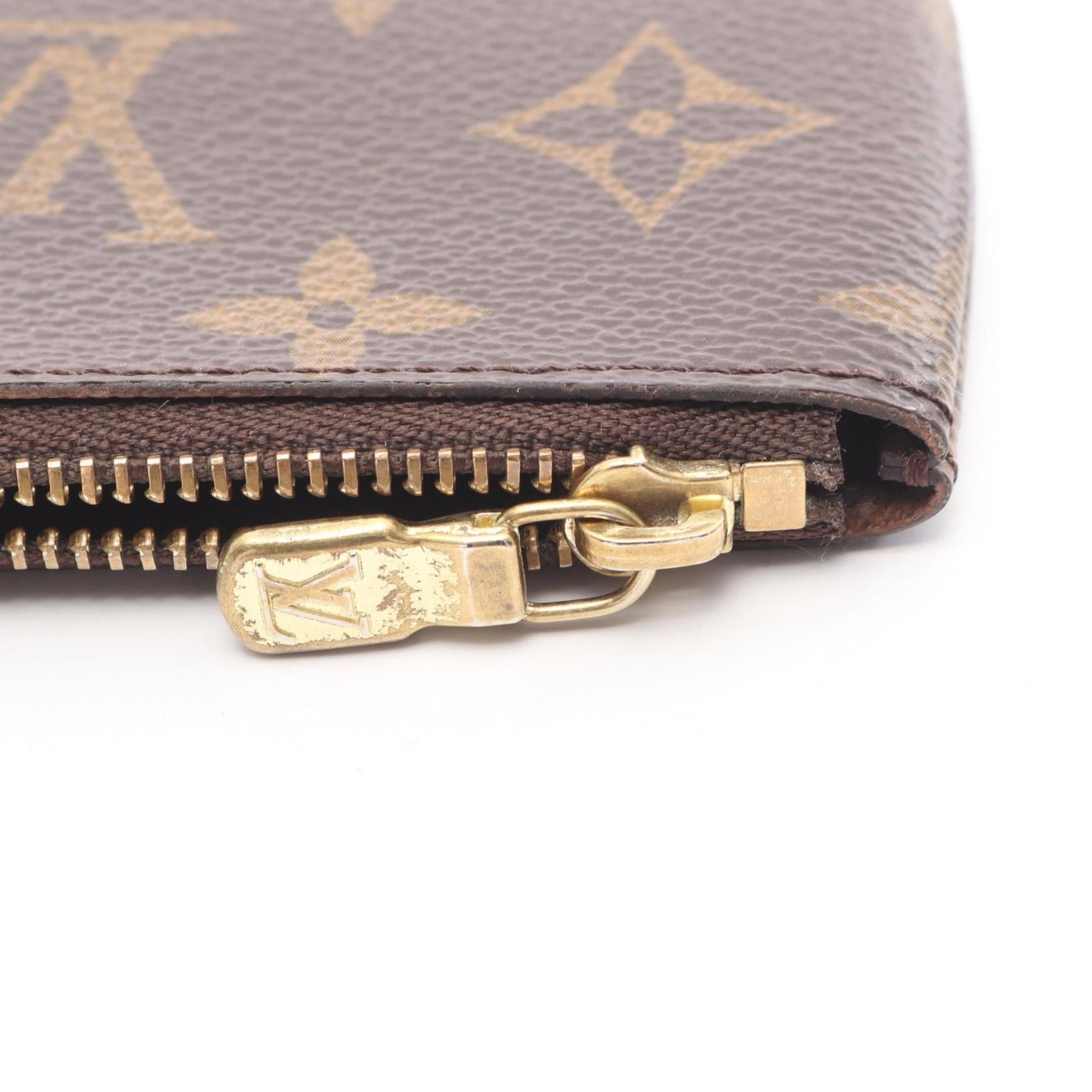 Louis Vuitton Pochette Cle Wallet with Coin Purse, Coated Canvas, Monogram, Brown, Men's and Women's, M62650