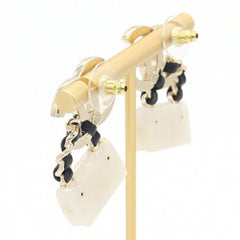 Chanel Earrings ABA008 White Black Matte Gold Resin Leather Metal B23C 2023 Model Year Coco Mark Matelassé Women's CHANEL — Like New