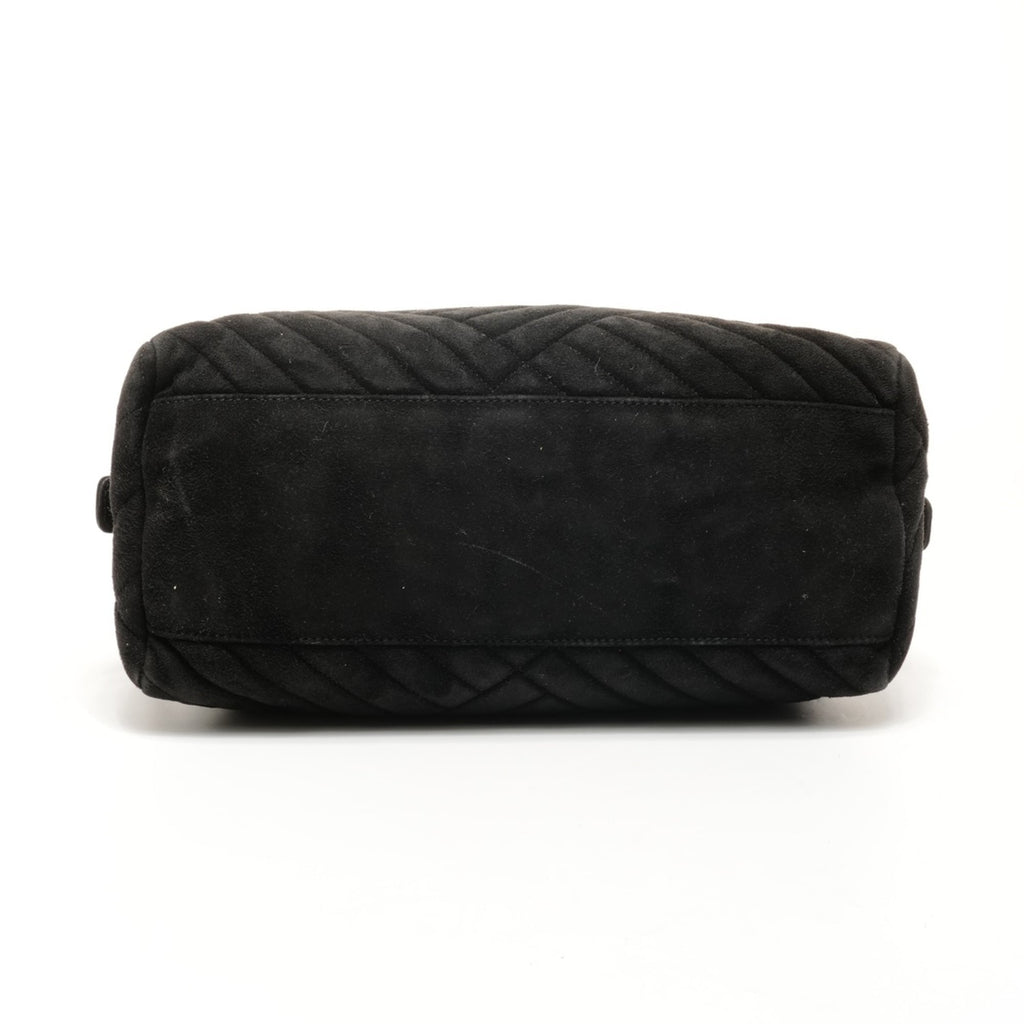 Prada suede Boston bag handbag in black