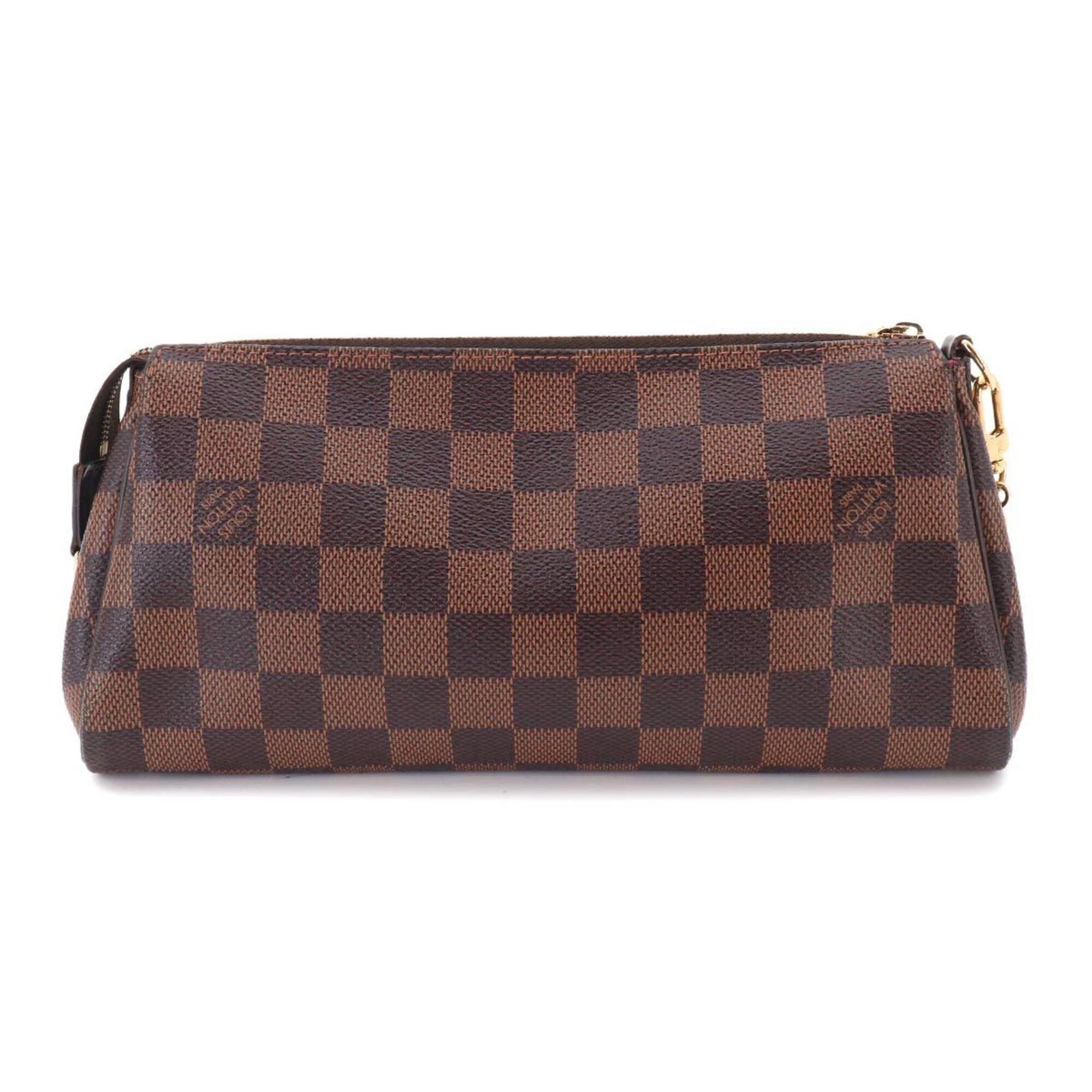 Louis Vuitton Damier Eva 2-way Hand/Shoulder Handbag, Ebene N52213, Gold Hardware — Like New