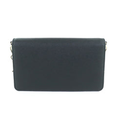 PRADA 1BP053 Saffiano Leather Mini Bag with Triangle Chain, Shoulder Bag, Black, Made in Italy, Women's — Like New