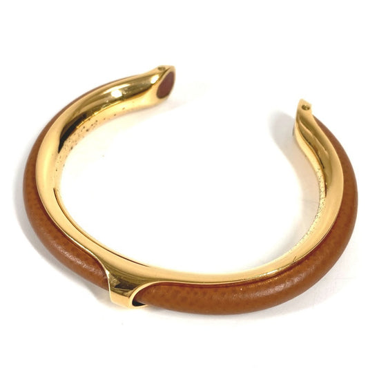 HERMES Hermes Bracelet Bangle Metal/Leather Women's Brown