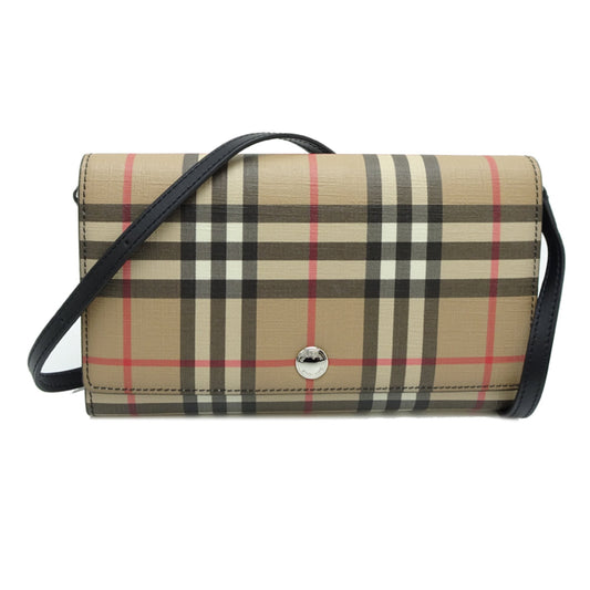 Burberry Wallet Shoulder Bag, Women's Bifold Wallet, Polyester, Beige (Burberry Check)