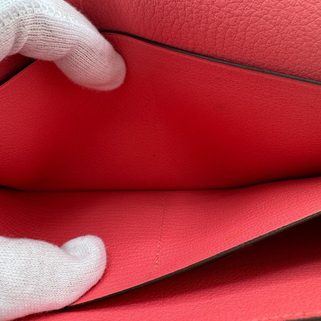 HERMES Constance Long Evercolor Wallet, Pink, Women's