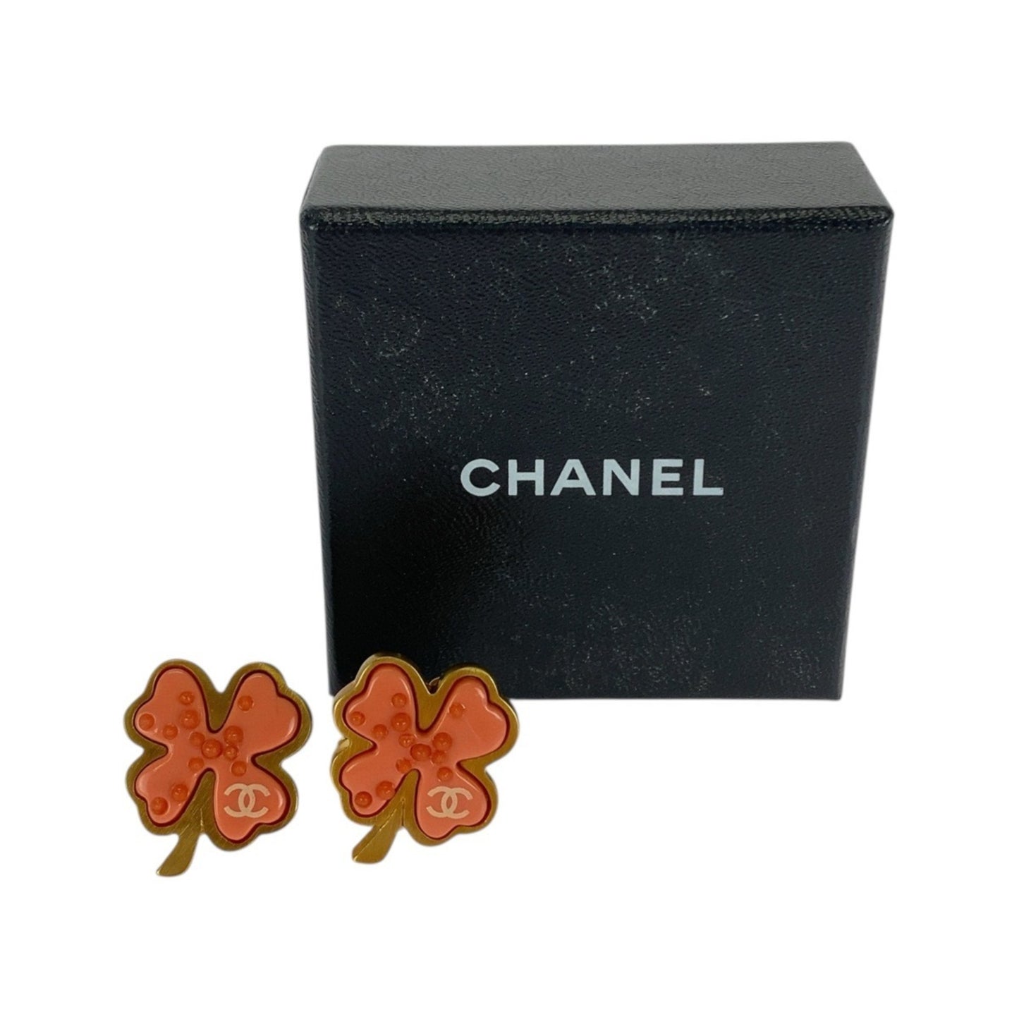 CHANEL Clover Coco Mark Gold and Pink Plated Earrings for Women