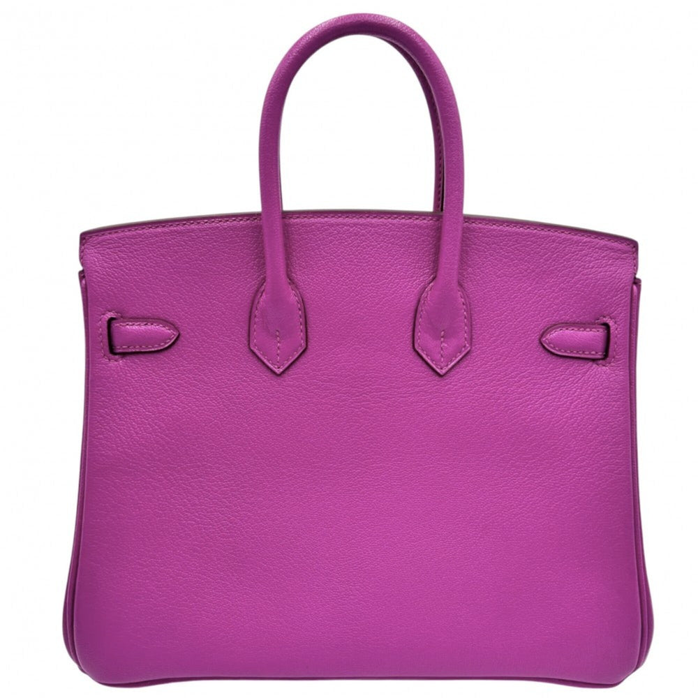 Hermes Birkin 25 handbag for women, with internal stitching, HERMES B stamp, Chevre leather, purple tones, silver hardware, 2023 model — Like New