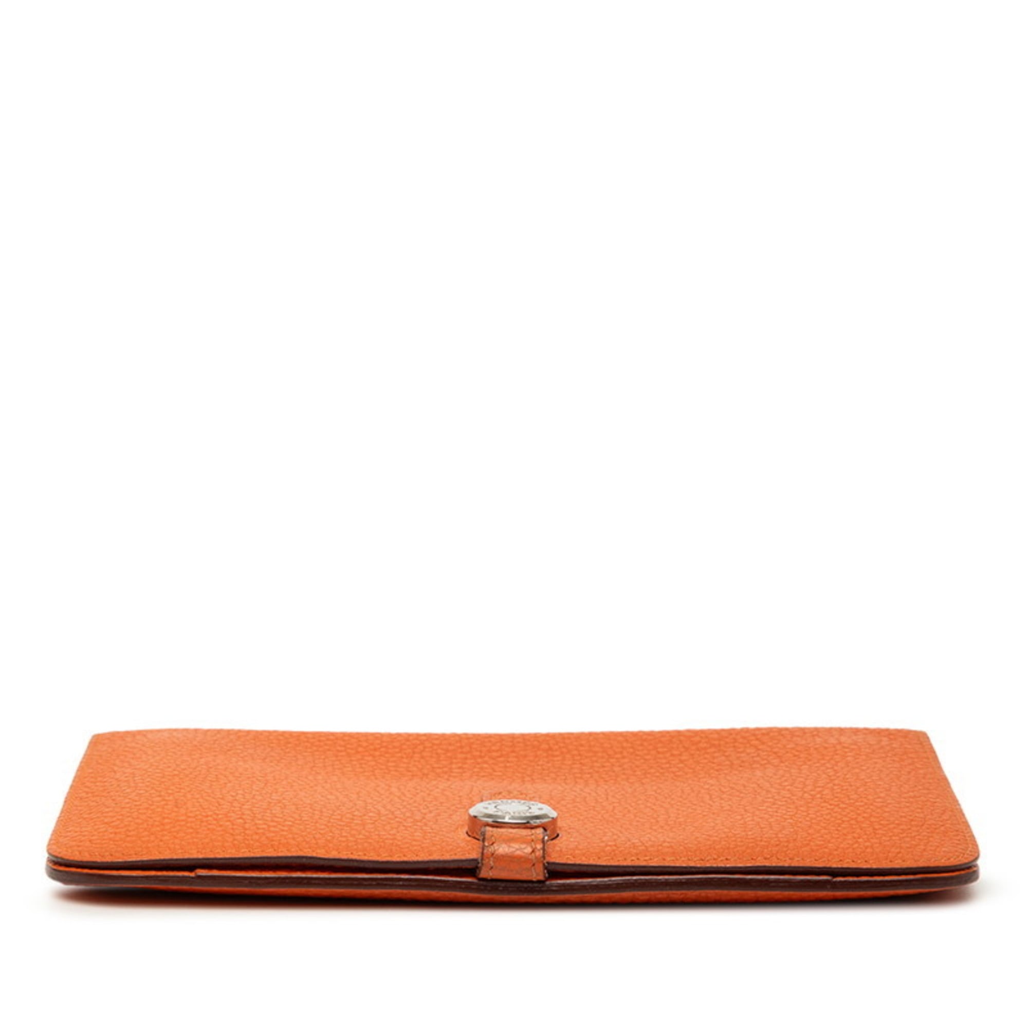 Hermes Dogon GM Long Wallet Orange Togo Women's HERMES