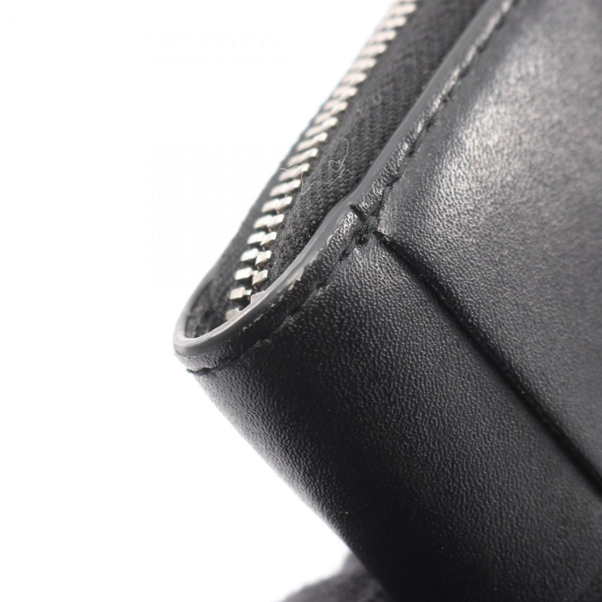 Bottega Veneta Maxi Intrecciato Round Wallet, Leather, Men's and Women's, Black