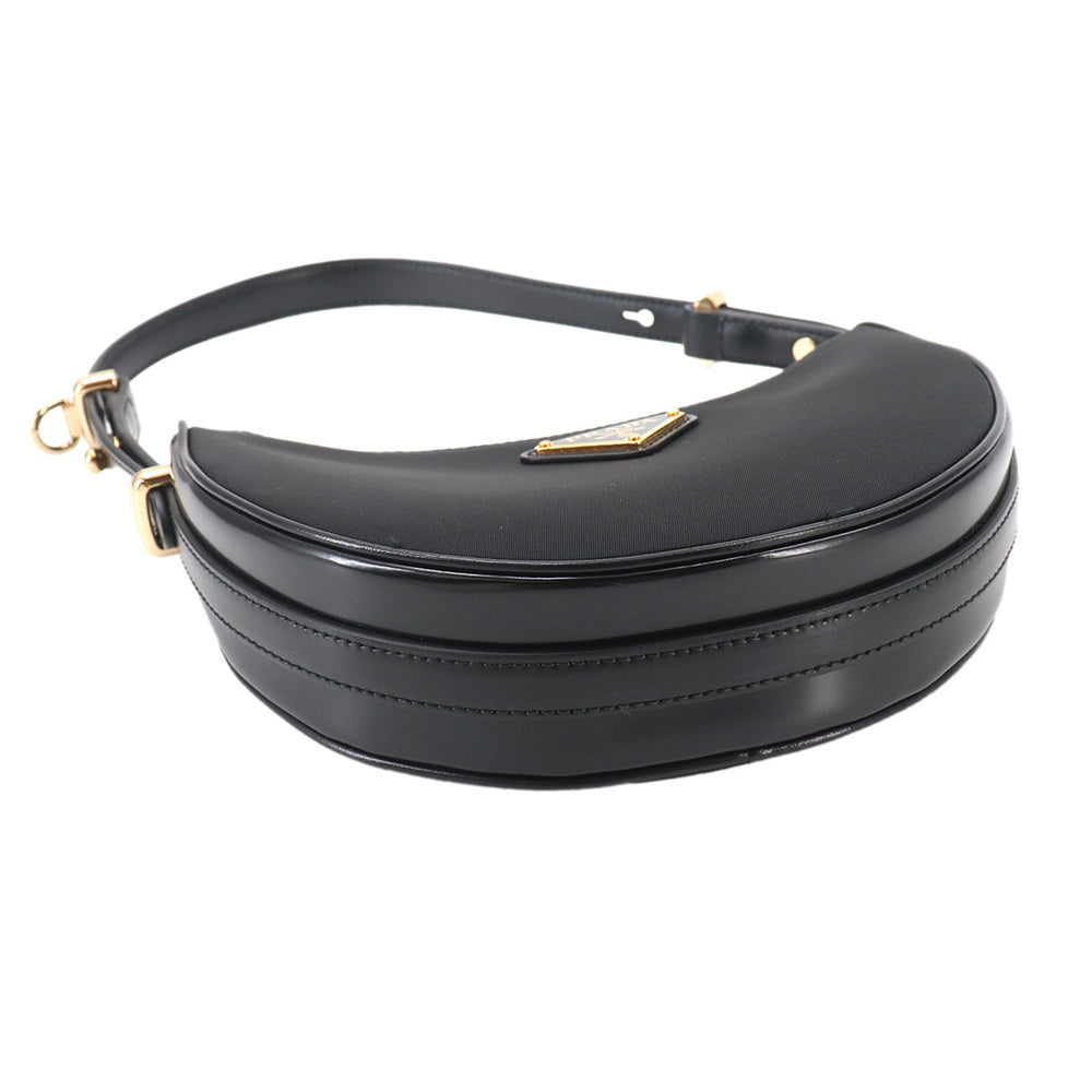 Prada Arque Small 2-way Hand/Shoulder Handbag, Nylon and Leather, Black, 1BC194, Gold Hardware — New - Store Return