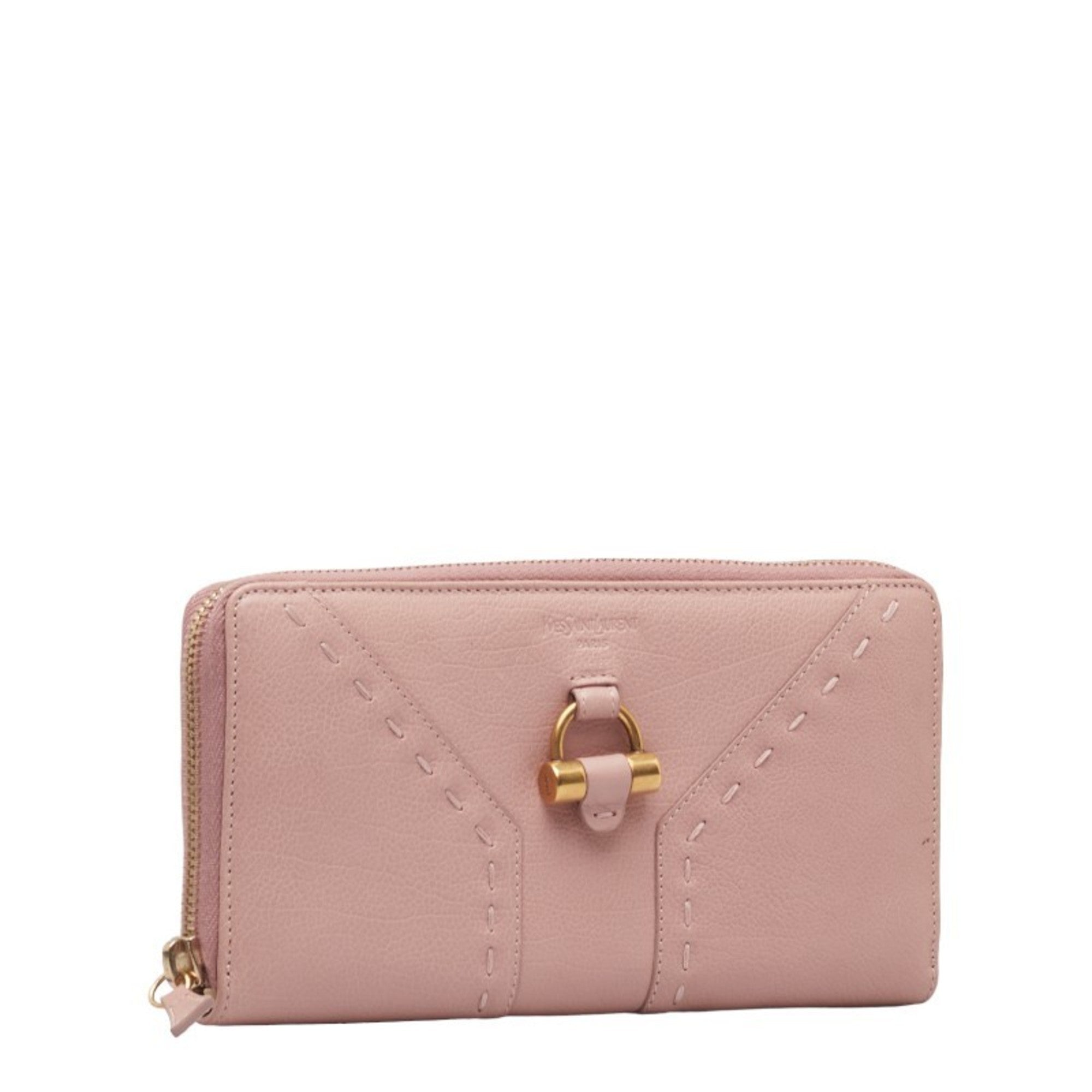 Saint Laurent Muse Round Long Wallet 164570 Pink Leather Women's SAINT LAURENT