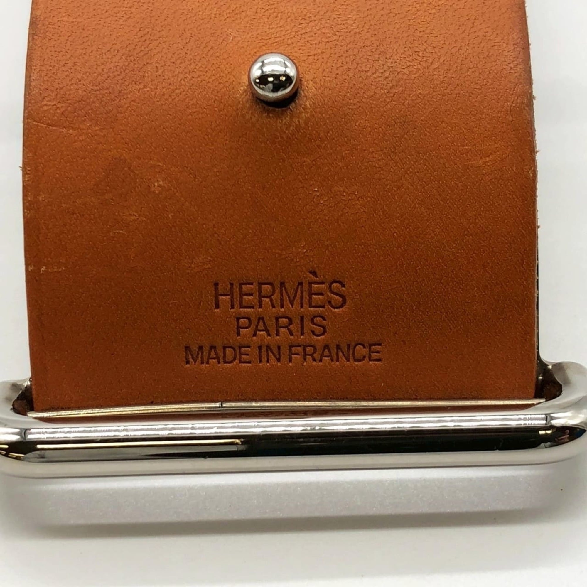HERMES Hermès Api GM Leather Bracelet Bangle in Brown and Camel for Men Women
