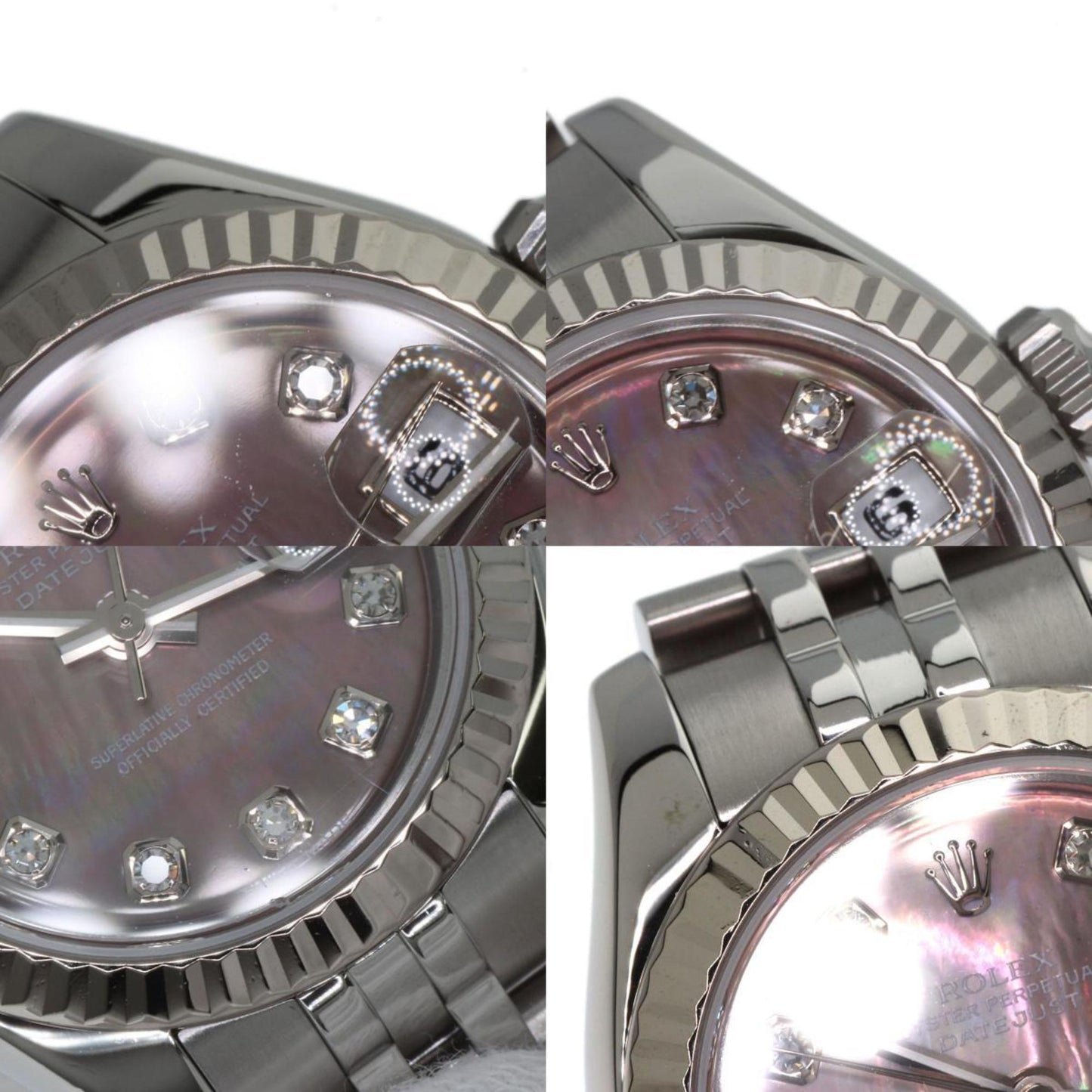 Rolex 179174NG Datejust 10P Diamond Watch Stainless Steel SS K18WG Ladies ROLEX