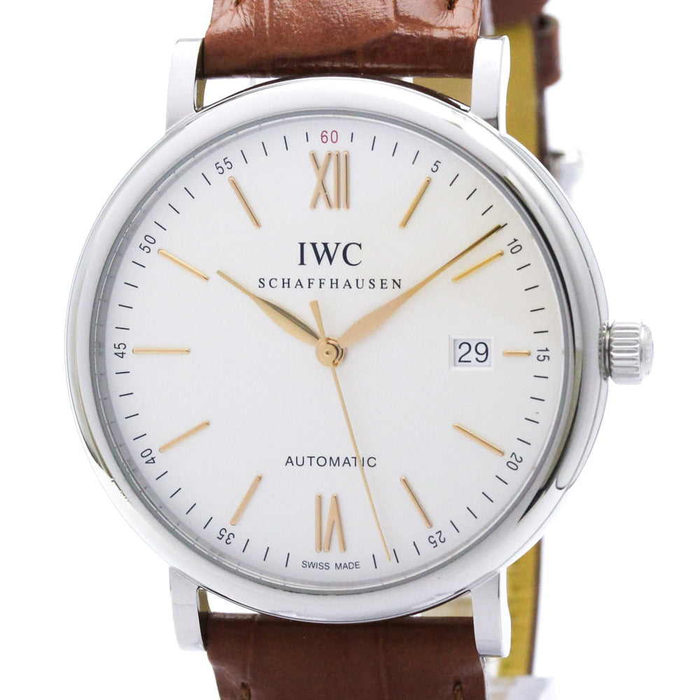IWC Portofino Steel Leather Automatic Mens Watch IW356517 Polished — Very Good