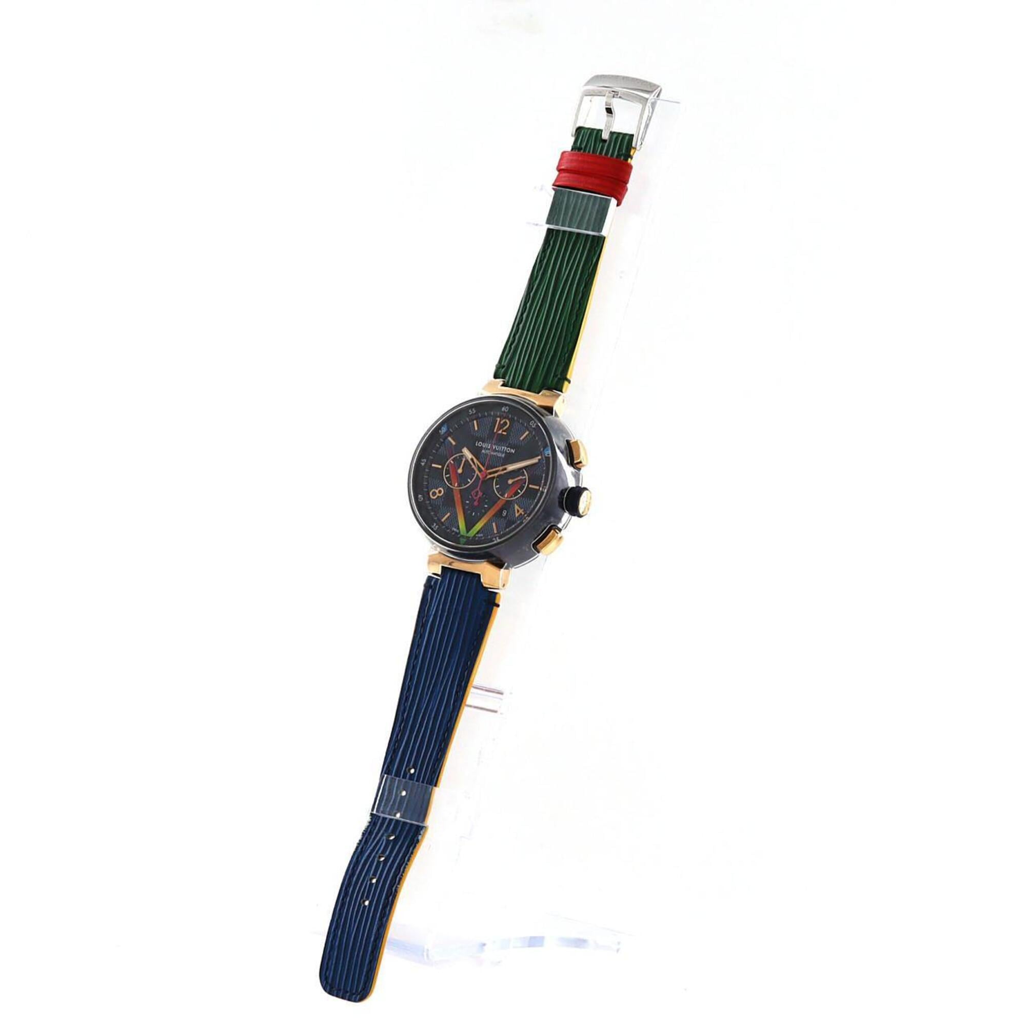 Louis Vuitton Tambour Chrono Damier Cobalt V Rainbow PVDxPG LIMITED QA129 SSxPG Automatic Watch — Good