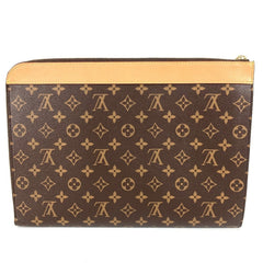 LOUIS VUITTON M82540 Monogram Pochette Jour, a clutch bag with an L-shaped zipper and canvas, suitable for men women, in brown, like new — Like New