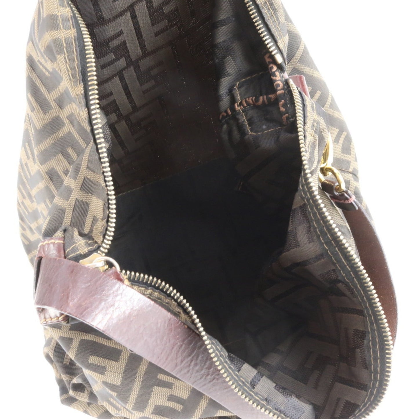 Fendi Zucca Hobo Shoulder Bag, Handbag, Brown Leather, Women's