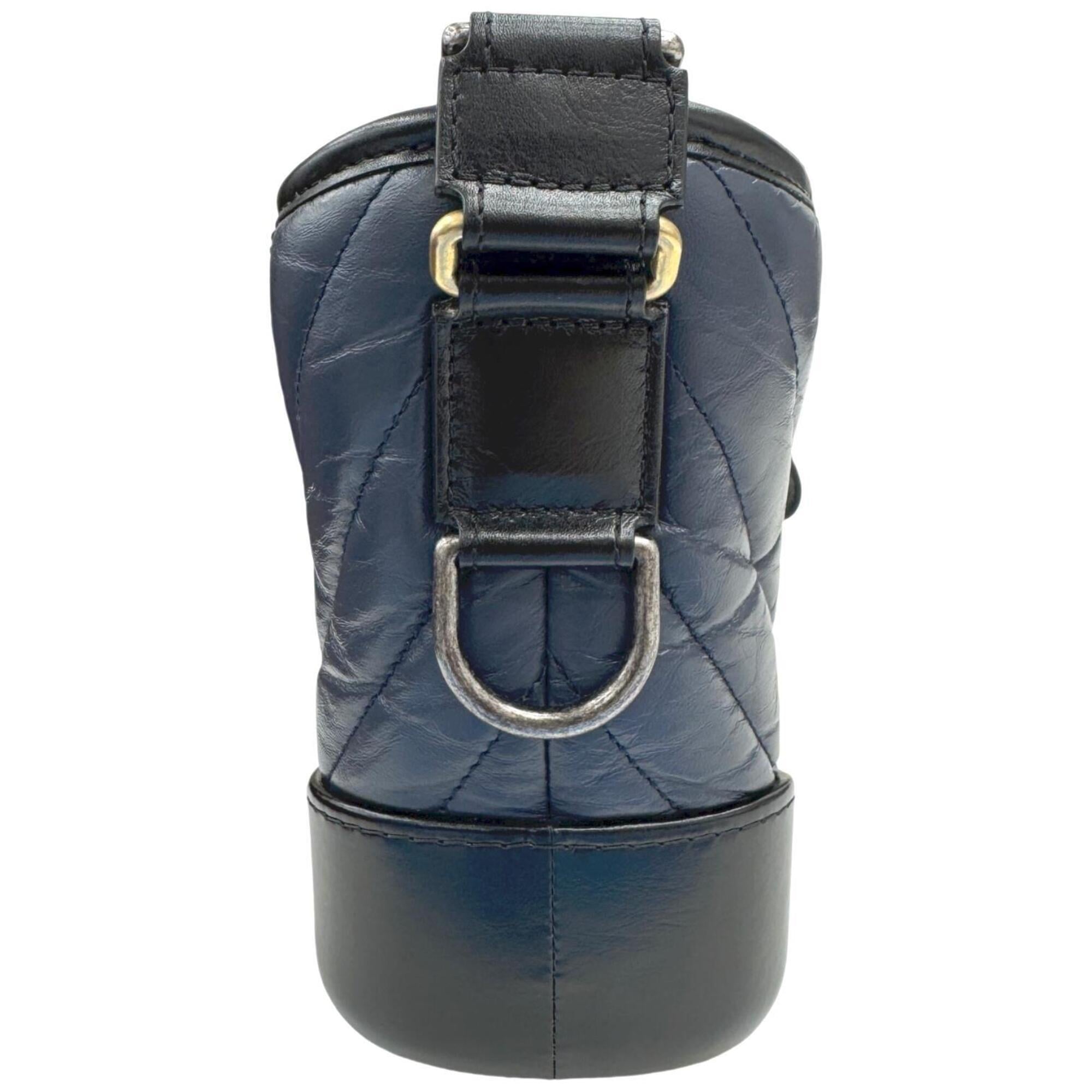CHANEL Gabrielle de Small Hobo V-stitch Chevron Calfskin Shoulder Bag for Women (Navy/Black) — New - Store Return