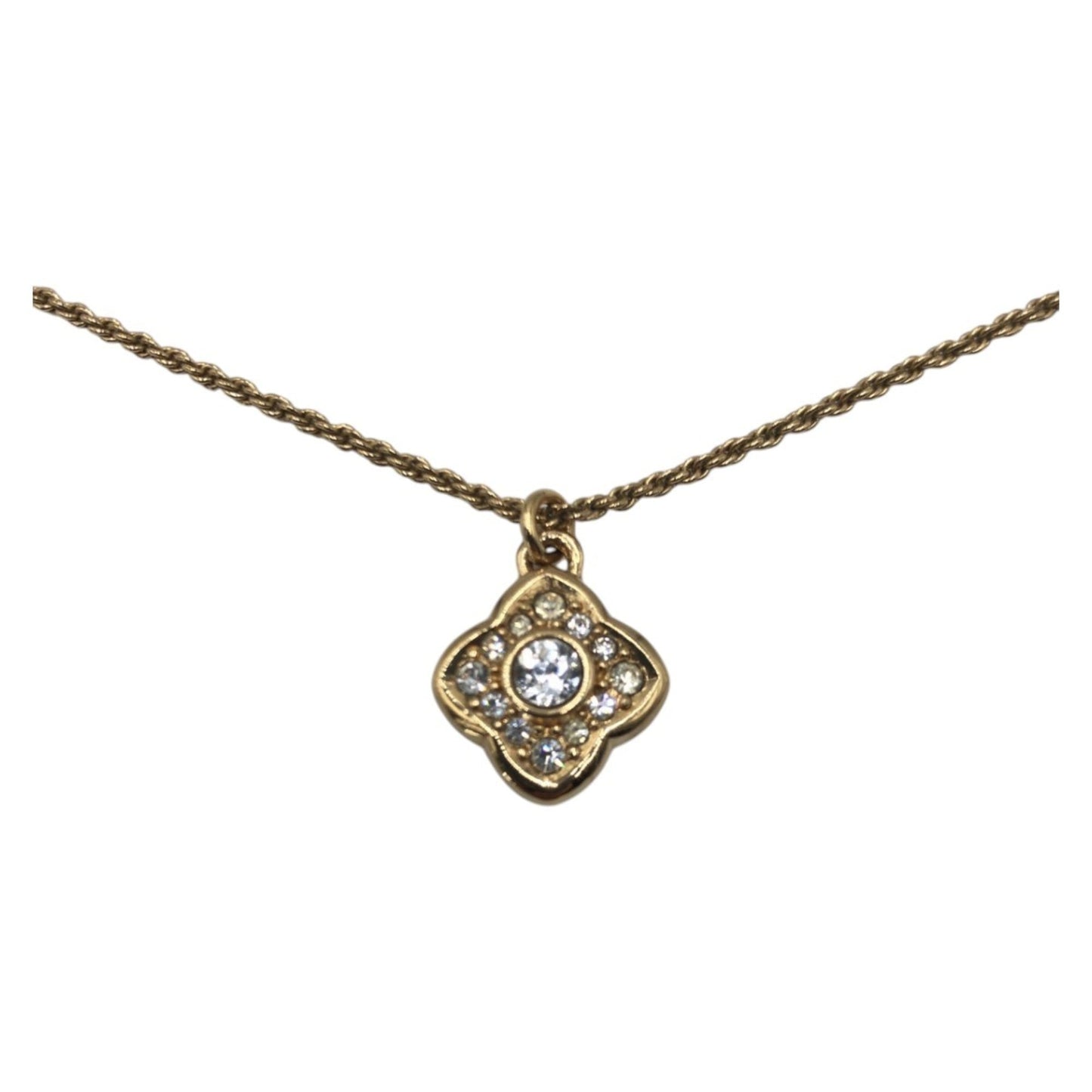 Christian Dior Dior Vintage Rhinestone Gold Metal Necklace Pendant for Women