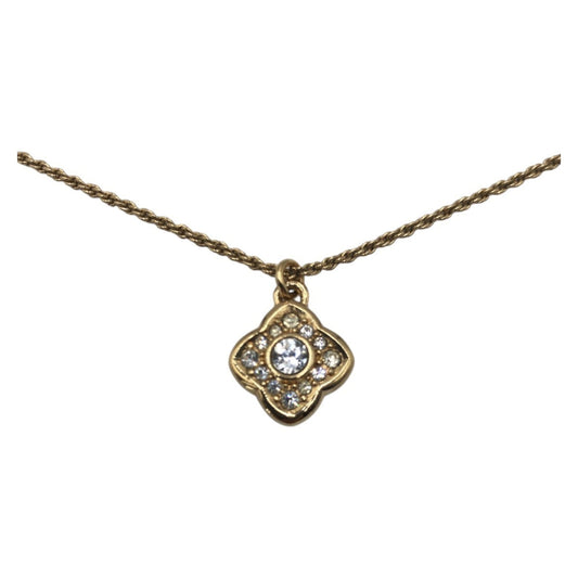 Christian Dior Dior Vintage Rhinestone Gold Metal Necklace Pendant for Women