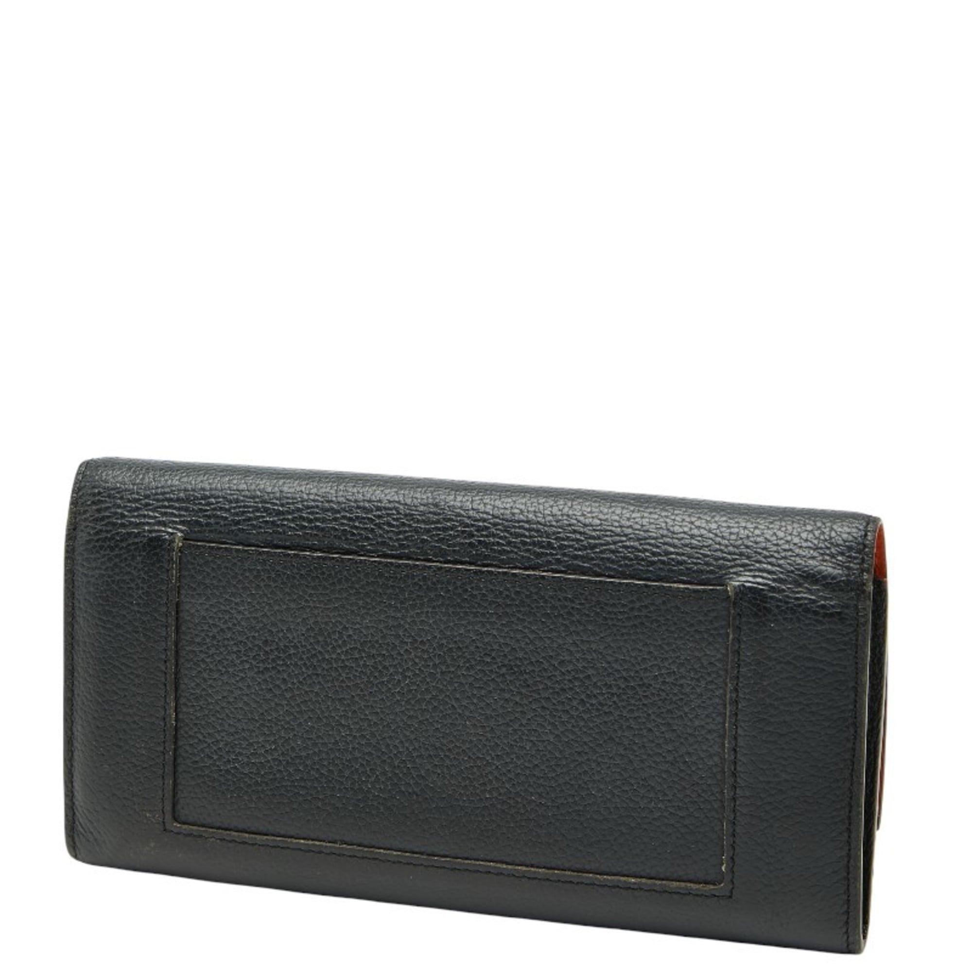 Celine Large Flap Multifunction Long Wallet in Black Leather for Women
