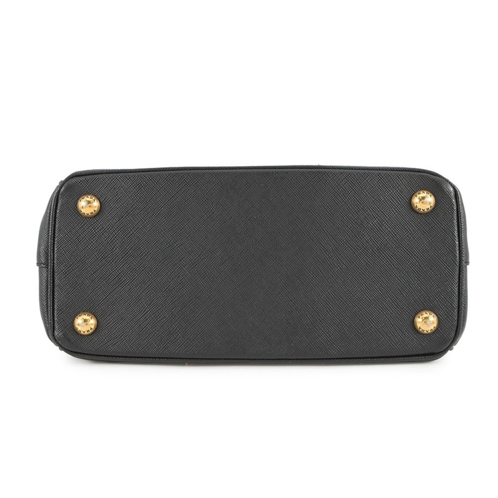 Prada Galleria Small Studded Saffiano Leather Handbag 1BA896, Black, 2-Way