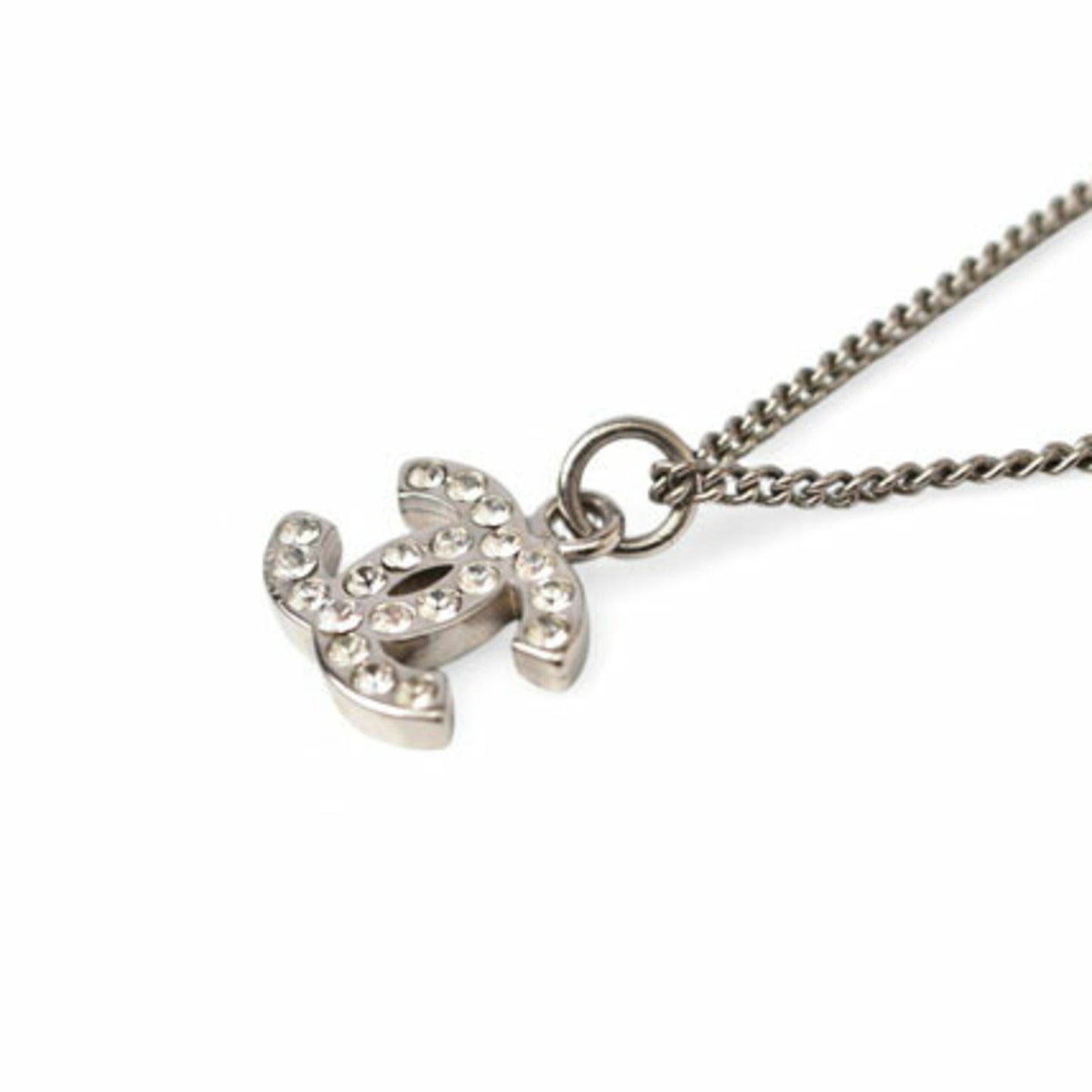 Chanel Necklace Pendant CHANEL Coco Mark CC Rhinestone Silver White A28942 09V