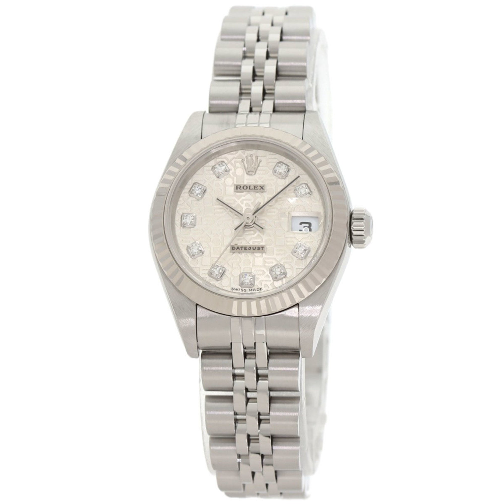 Rolex 79174G Datejust 10P Diamond Watch in Stainless Steel SS 18K White Gold for Women