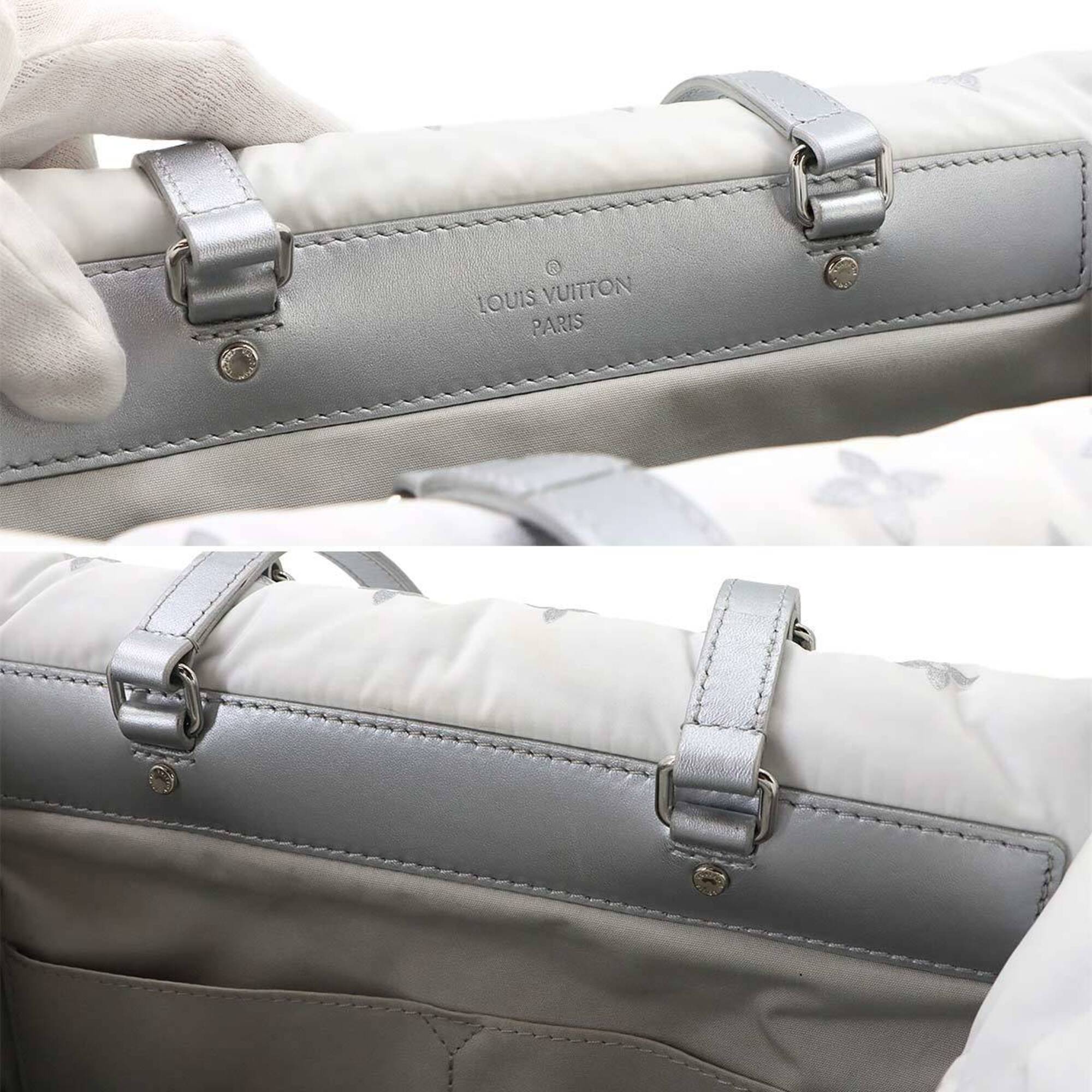 Louis Vuitton Onthego MM LV SKI 2-way Tote Shoulder Handbag Monogram Nylon Frost M11847 RFID — Like New