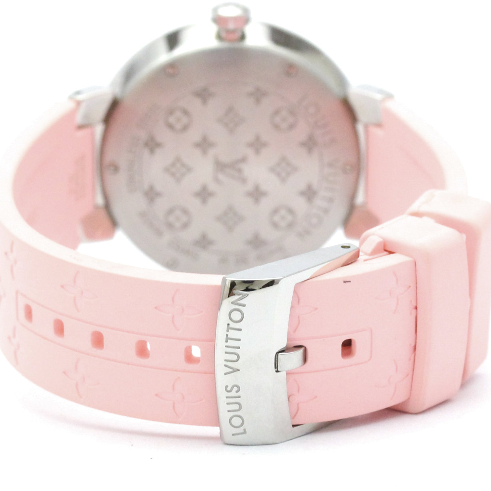 LOUIS VUITTON Tambour Steel Quartz Ladies Watch Q1G08 Polished — Very Good