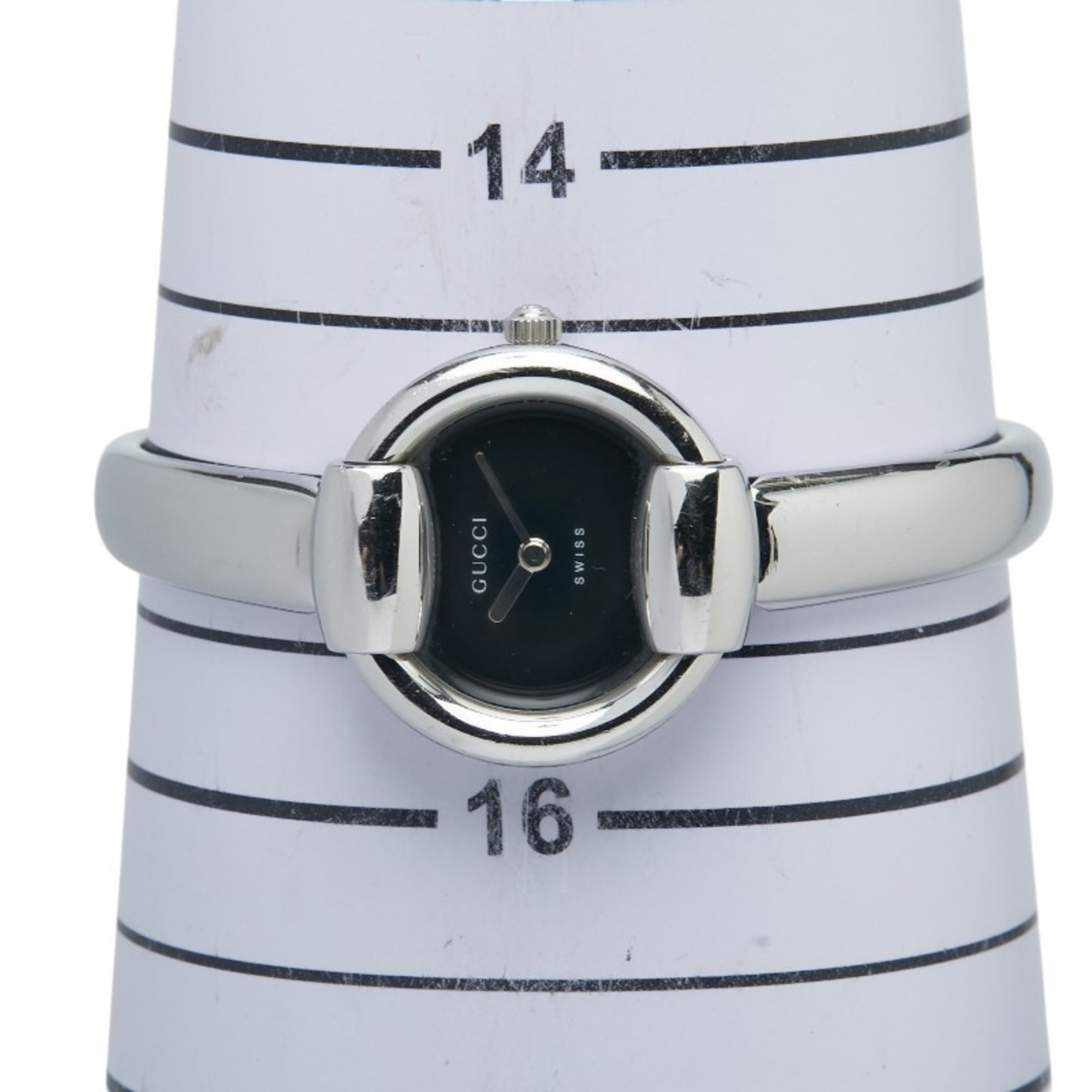 Gucci Bangle Watch, 1400L Quartz Movement, Black Dial, Stainless Steel, Women's, GUCCI — Good