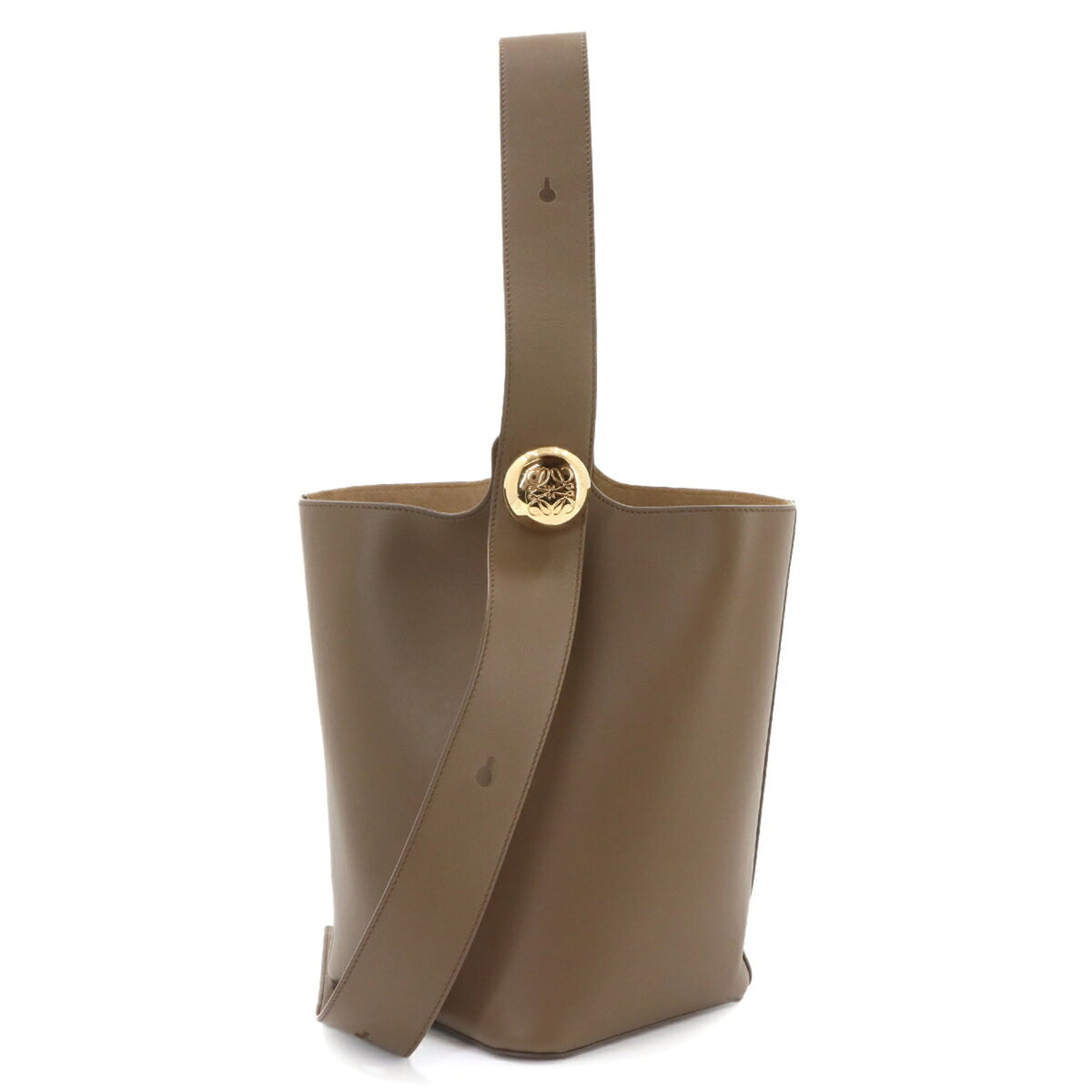 Loewe Pebble Bucket Bag Medium Shoulder Handbag Leather Brown AANBBBMX01 Gold Hardware — Like New