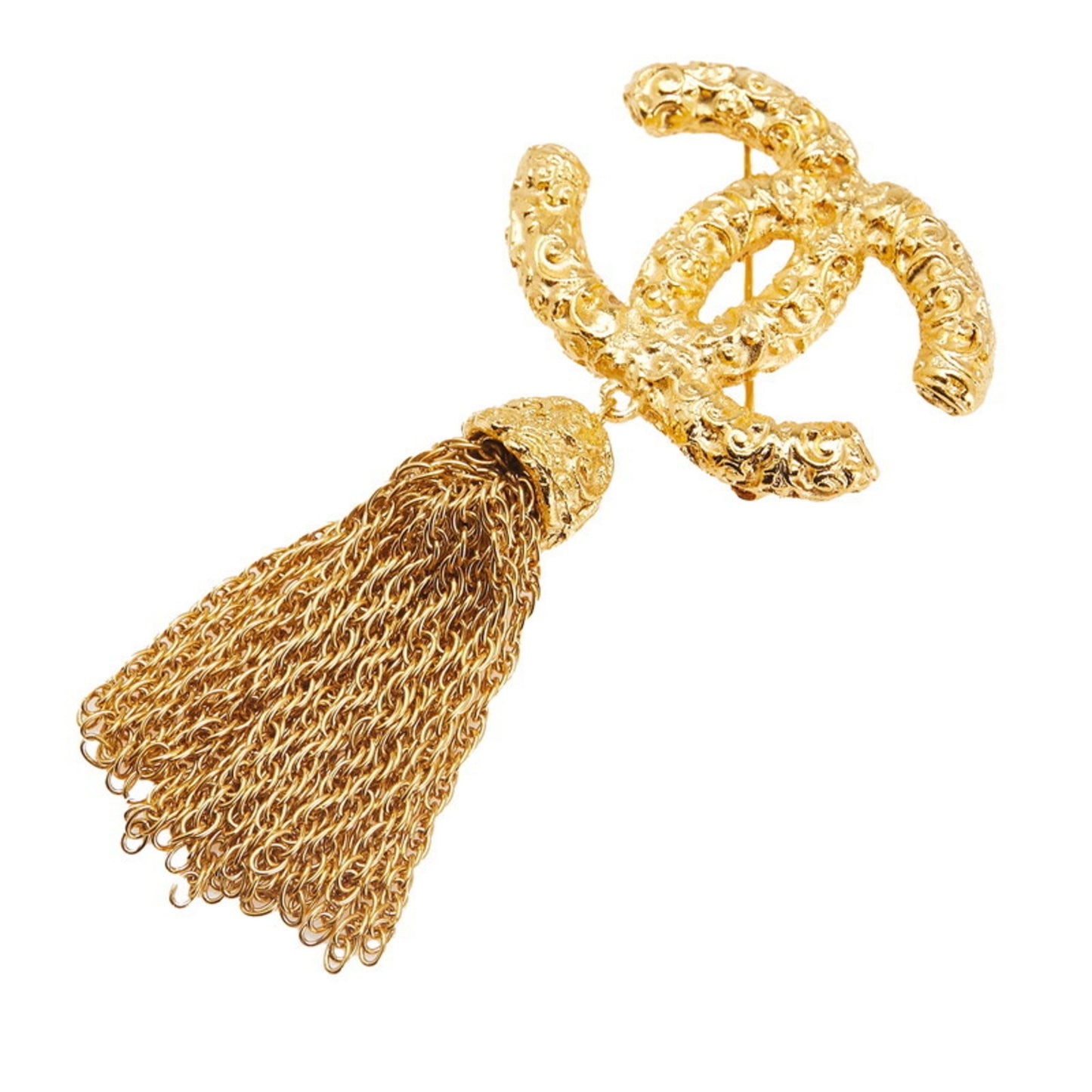 Vintage Chanel Coco Mark Lava Tassel Brooch, Gold Plated, Women's