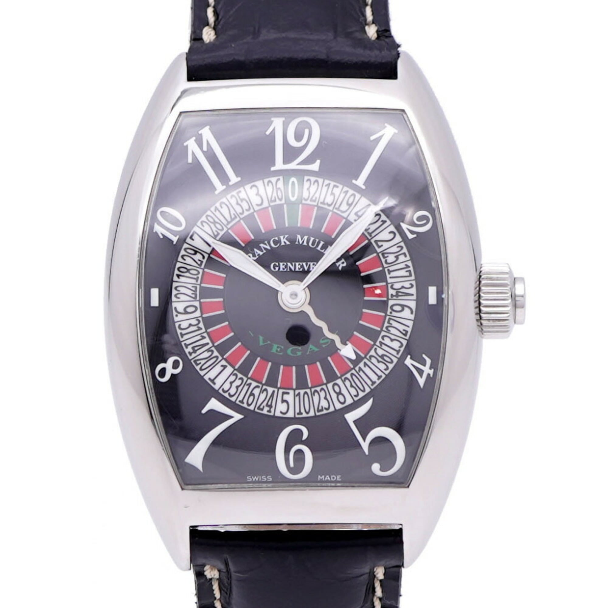 Franck Muller Vegas Roulette Big Face 8880VEGAS Automatic Watch SS/Embossed Leather Black Dial 0760FRANCK MULLER Men's — Very Good
