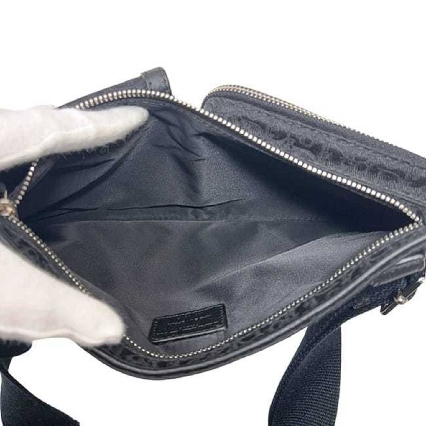 Christian Dior Waist Pouch f-24651 Black Trotter Canvas and Leather MC1016 Belt Bag Crossbody for Men Women