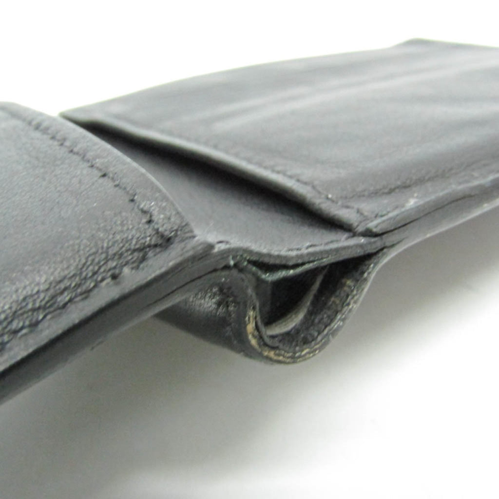 Hermes Citizen Twill Compact Men's Leather Bill Wallet (bi-fold) Black