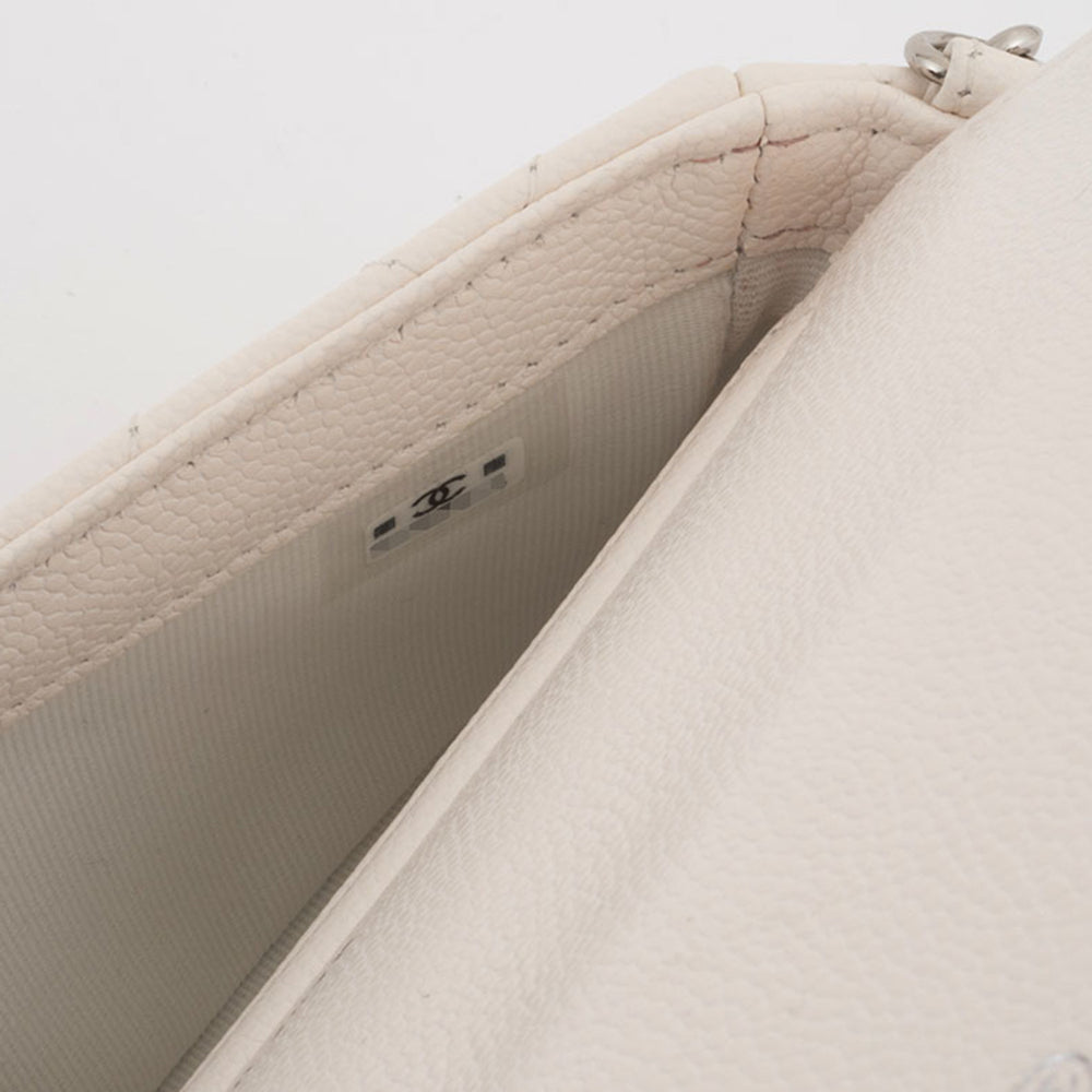 Chanel Matelasse Flap Phone Case Shoulder Bag White Women's Caviar Skin CHANEL — Like New