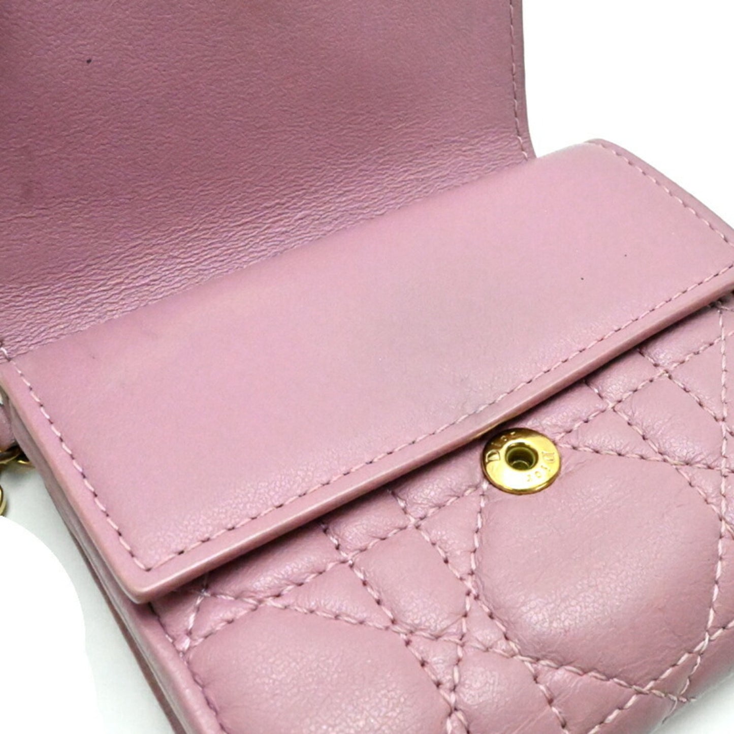 Christian Dior Lotus Wallet Women's Tri-fold S0181 ONMJ Leather Dark Pink