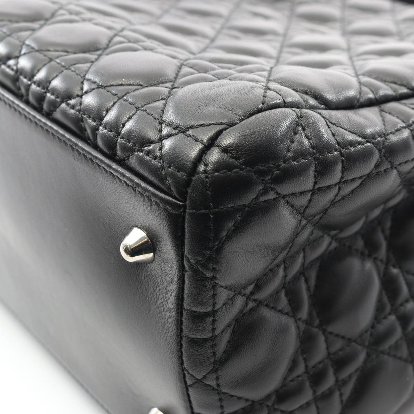 Christian Dior Dior Lady Cannage Tote Bag, Leather, Women's, Black