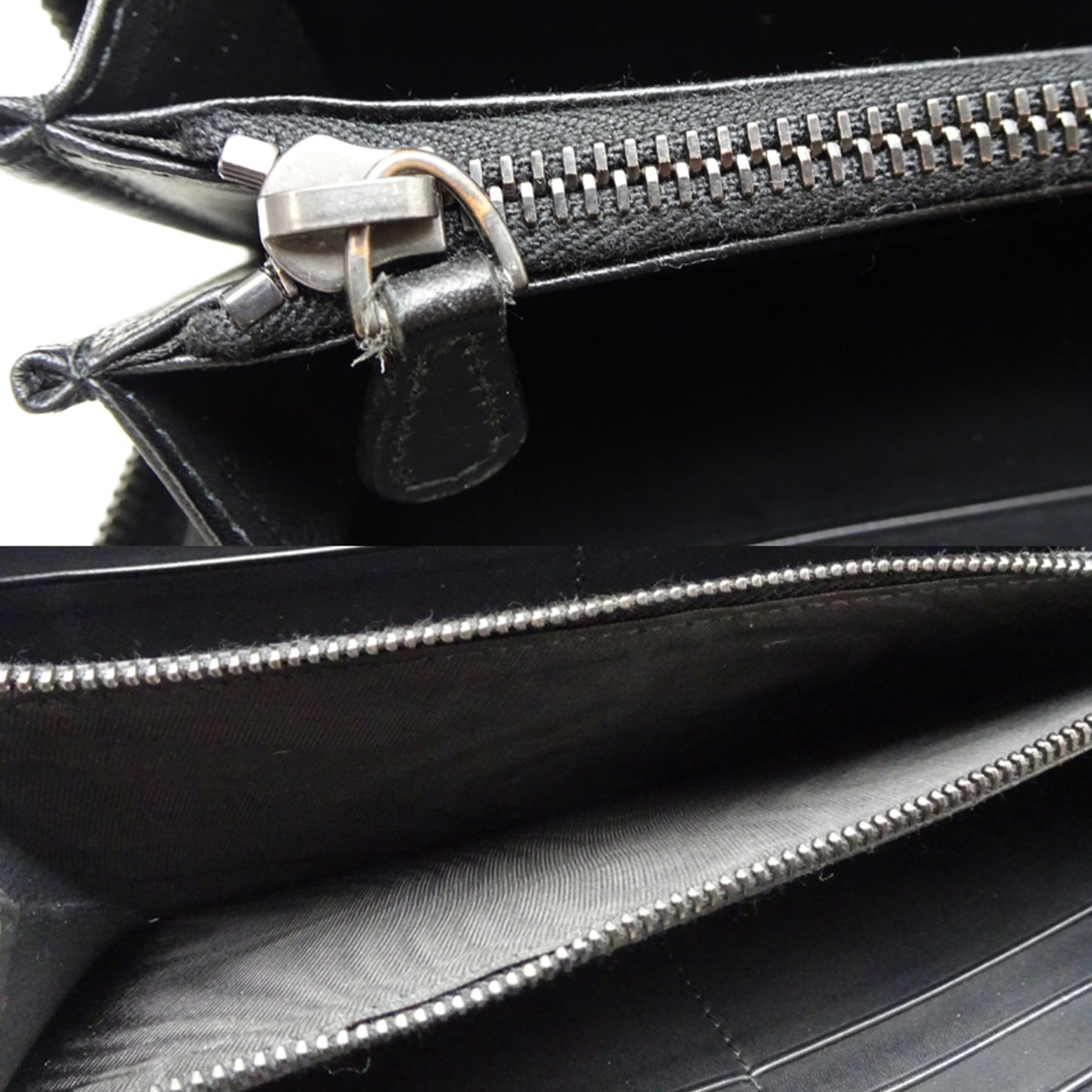 Bottega Veneta Intrecciato Zip Wallet, Women's and Men's Long Wallet 114076, Black Leather